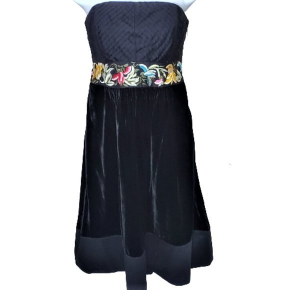 Floreat Anthropologie Enchanted Evening Black Velvet Strapless Dress Size 2